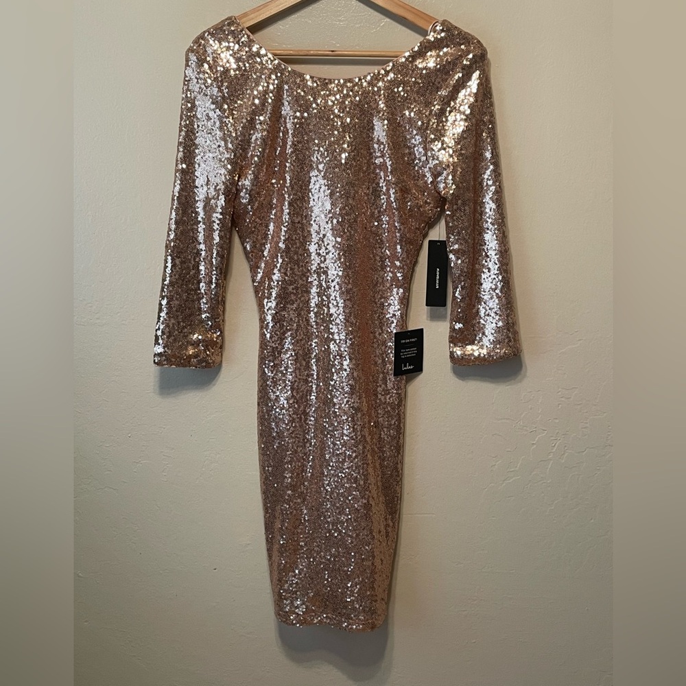 Lulus womenβs gold sequins stretch bodycon dress occasions